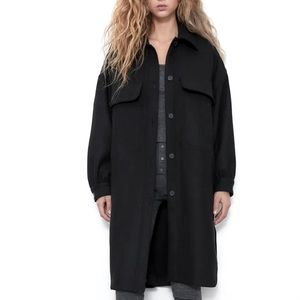 Black wool blend over shirt